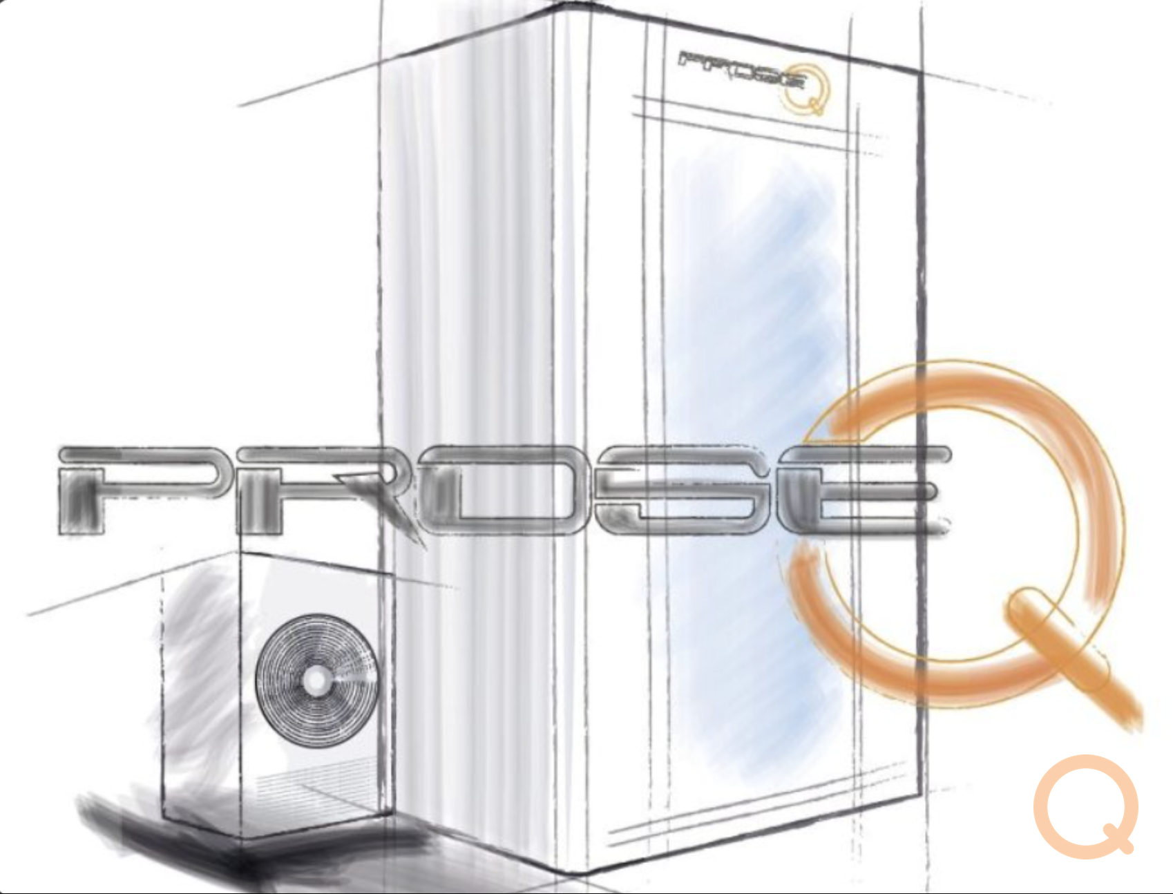 Konstruktionszeichnung einer ProseQ Kältekammer mit ProseQ Logo
